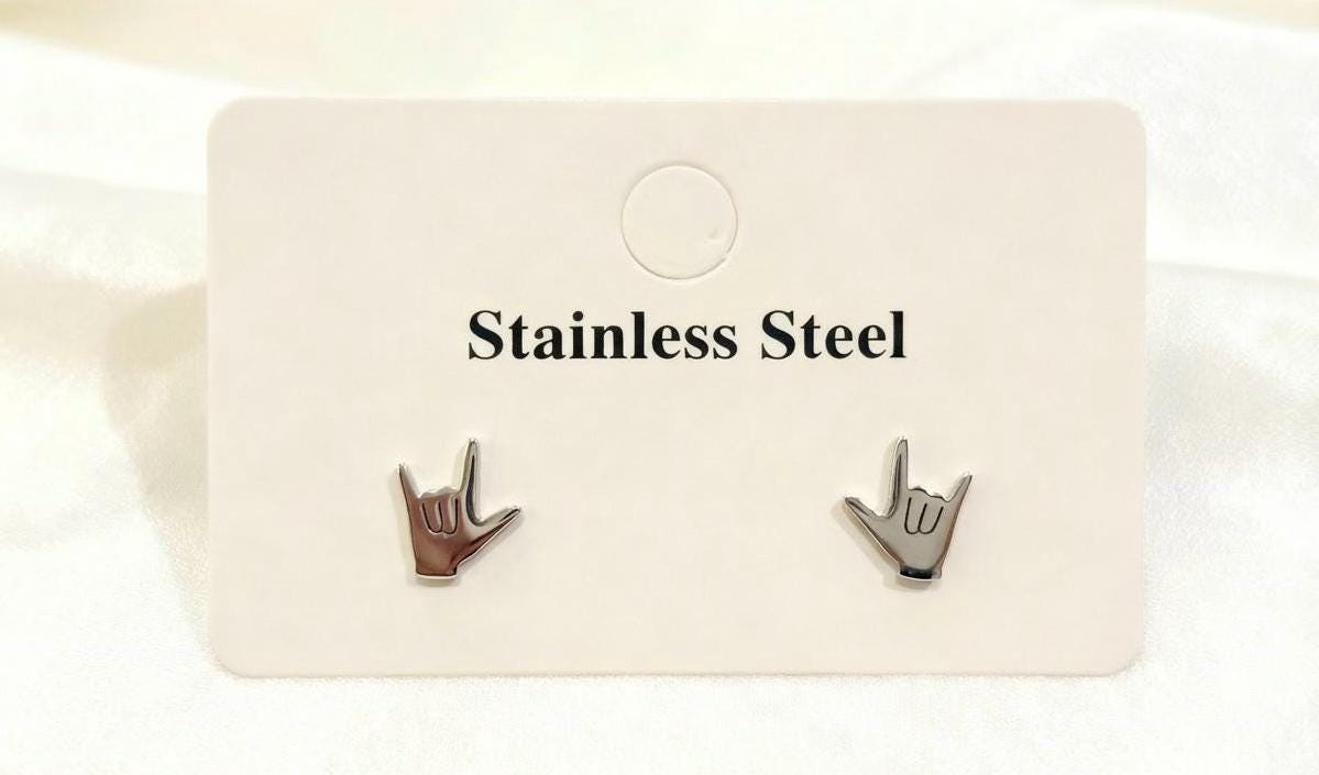 Hypoallergenic Stainless Steel Rock Horns Stud Earrings Devil Horn Earrings Rock Hands Jewellery Metal Horns Jewellery Sign Of The Horn Hand