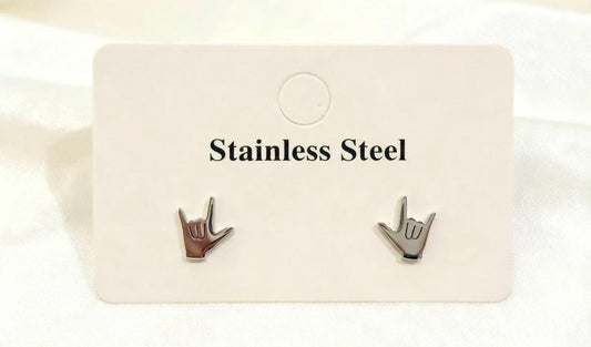 Hypoallergenic Stainless Steel Rock Horns Stud Earrings Devil Horn Earrings Rock Hands Jewellery Metal Horns Jewellery Sign Of The Horn Hand