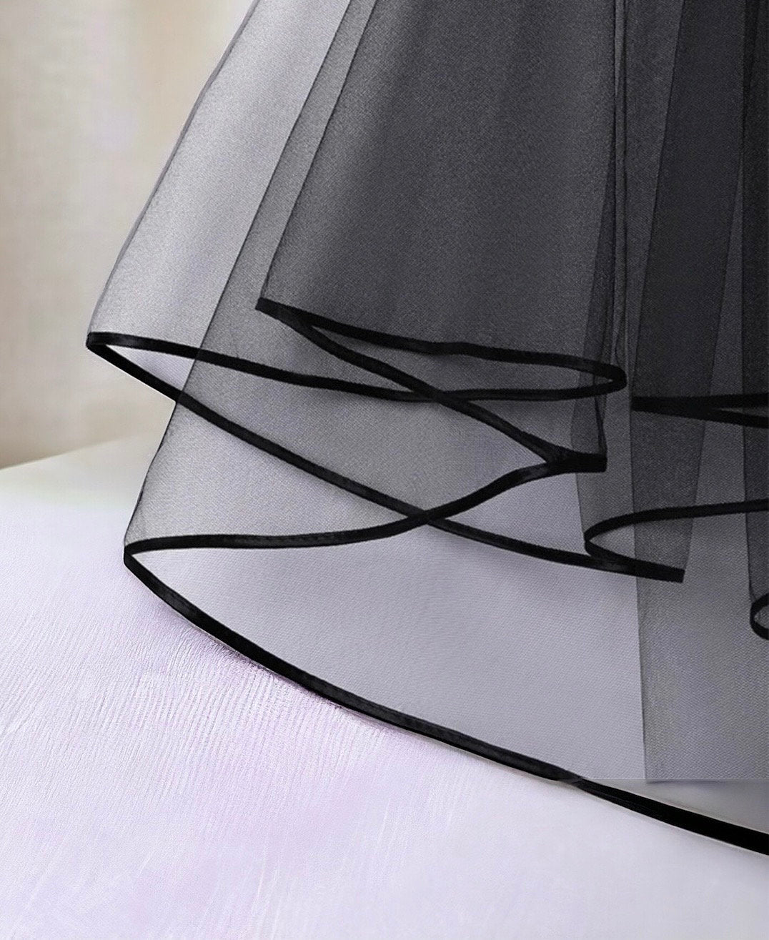 Eternal Darkness Gothic Wedding Black Veil with Satin Edging Gothic Black Veil Gothic Bride Black Wedding Goth Bride Wedding Veil