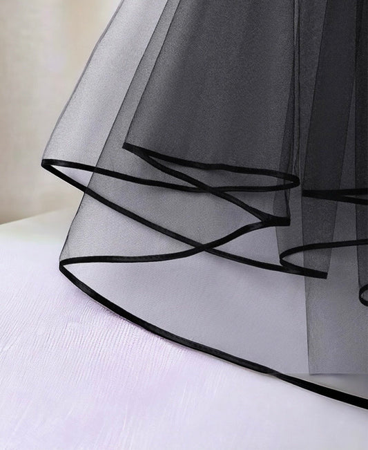 Eternal Darkness Gothic Wedding Black Veil with Satin Edging Gothic Black Veil Gothic Bride Black Wedding Goth Bride Wedding Veil