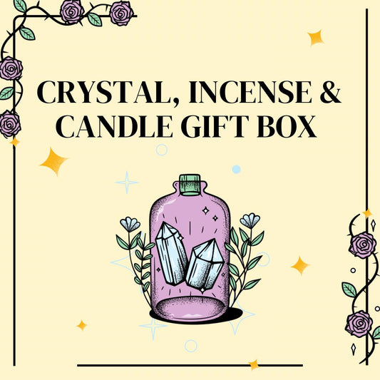 Mystical Candle Incense and Crystal Gift Set Box Crystal Candle Incense Holder Spell Candles Tumble Crystal Free Gift Fairys Unsense Sticks