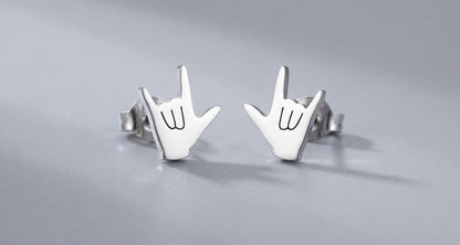 Hypoallergenic Stainless Steel Rock Horns Stud Earrings Devil Horn Earrings Rock Hands Jewellery Metal Horns Jewellery Sign Of The Horn Hand