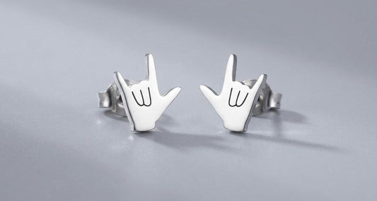 Hypoallergenic Stainless Steel Rock Horns Stud Earrings Devil Horn Earrings Rock Hands Jewellery Metal Horns Jewellery Sign Of The Horn Hand